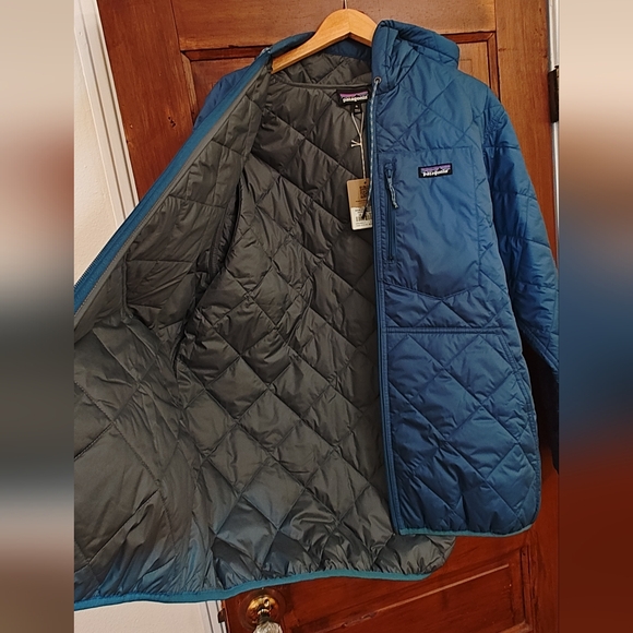 Patagonia Diamond Quilted Bomber Hoodie – Wavy Blue – Size XL – New with Tags - Picture 3 of 5